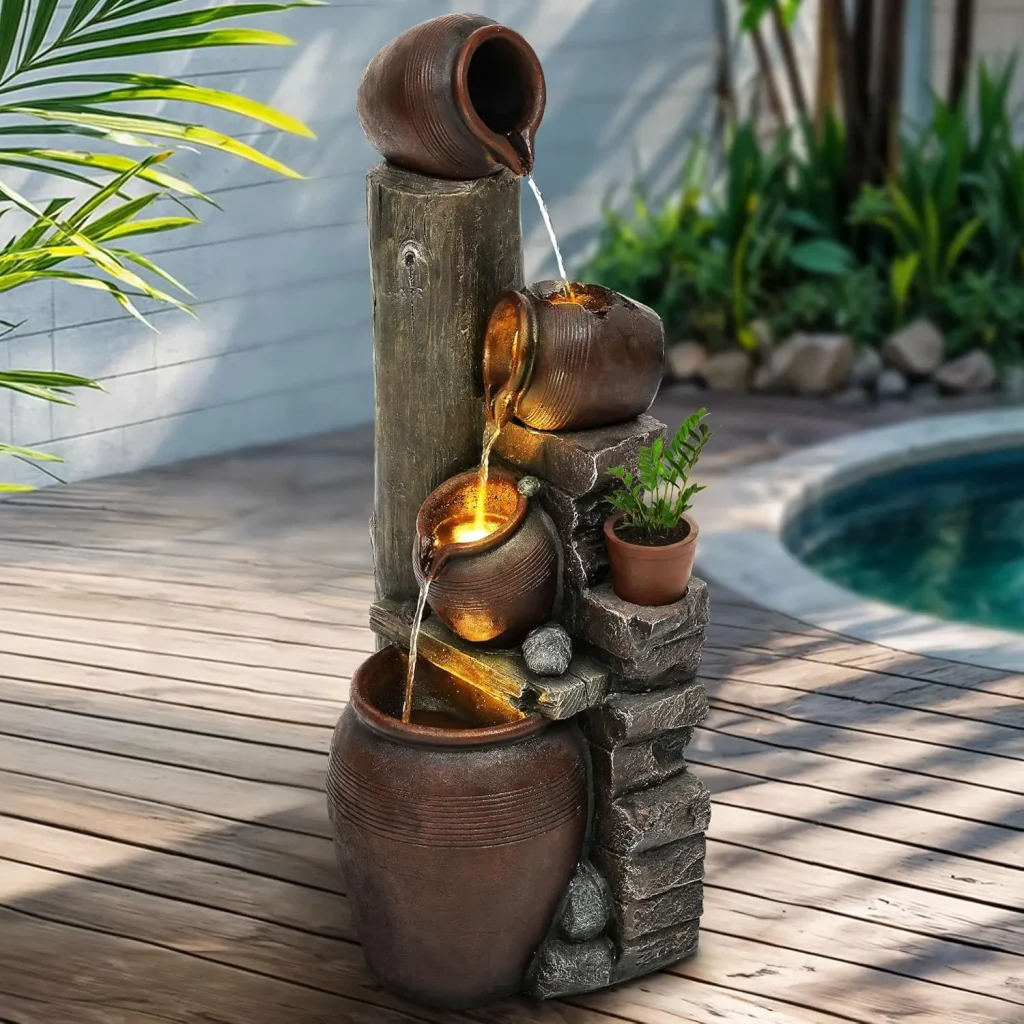 farmhouse solar powered water fountains
