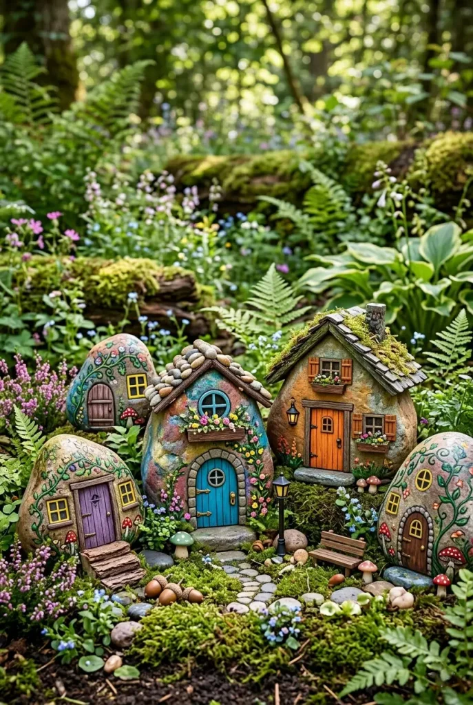 painted garden rocks fairy garden