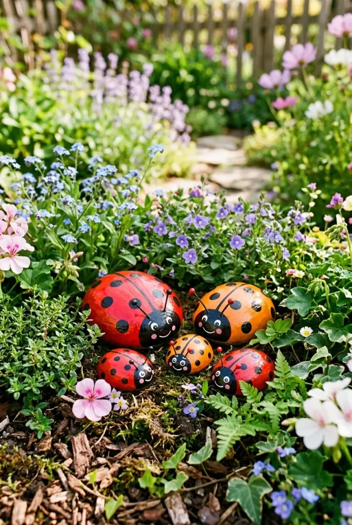 painted garden rocks ladybug
