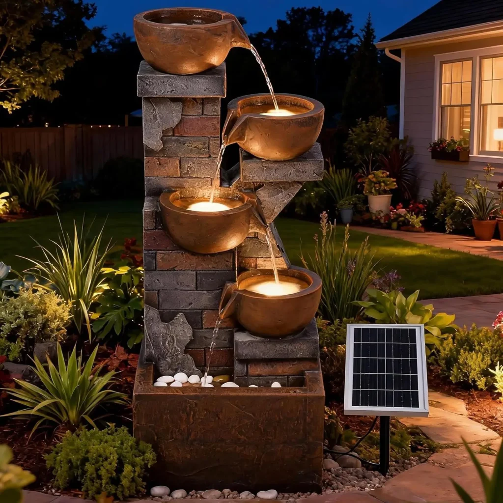 rustic bowls Solar Powered Water Fountains