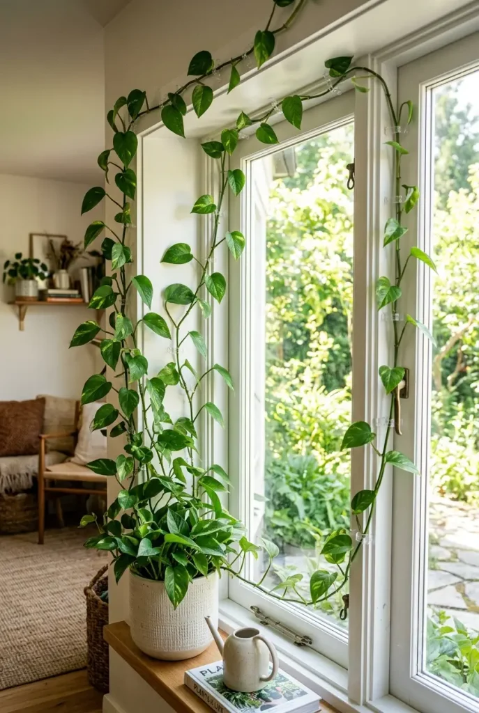 pothos climbing ideas on window