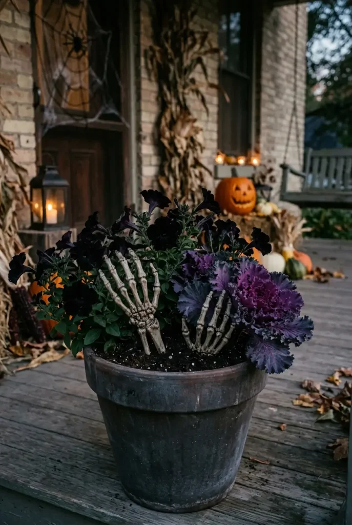 halloween planter ideas skeleton