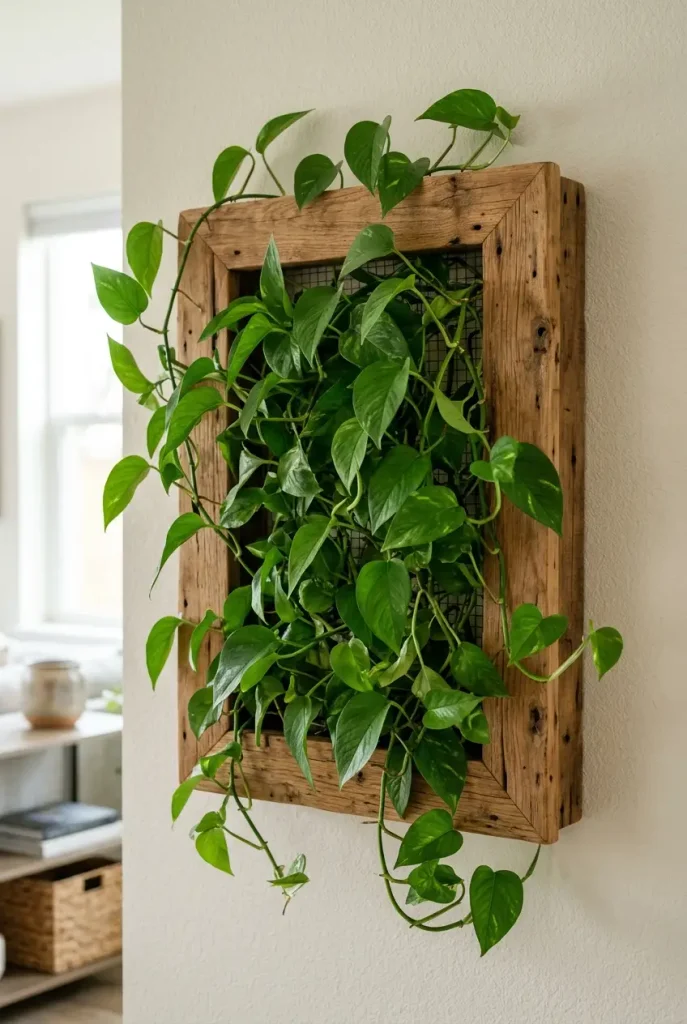 pothos climbing ideas in a frame