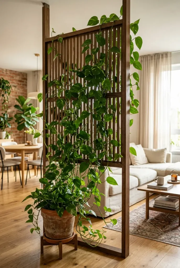 pothos climbing ideas in room divider