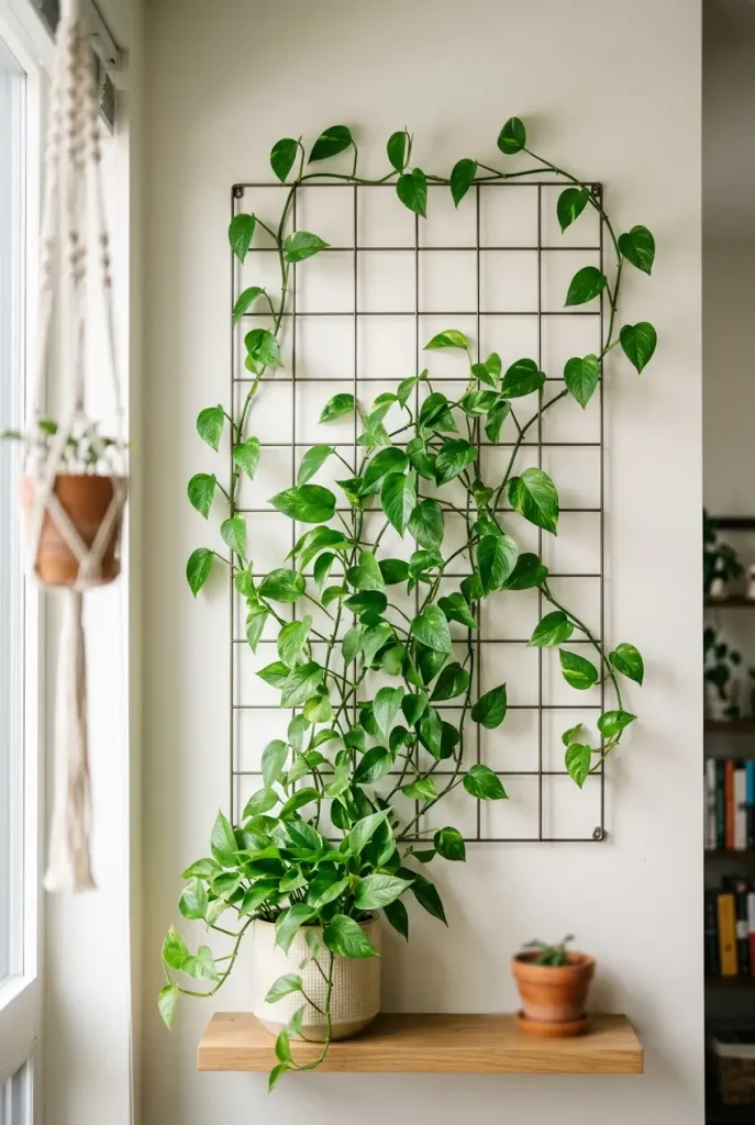 pothos climbing ideas on grid
