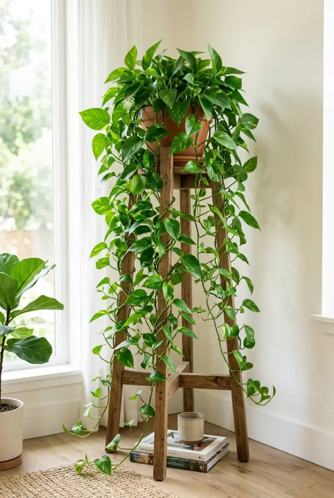 pothos climbing ideas on plant stand