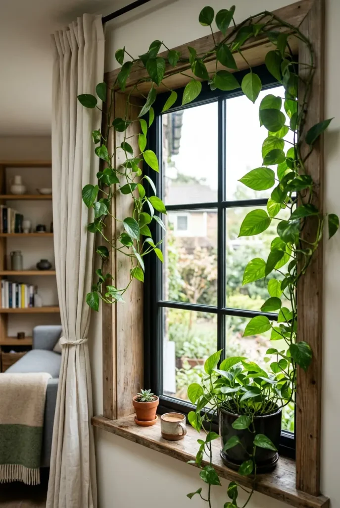 pothos climbing ideas on window