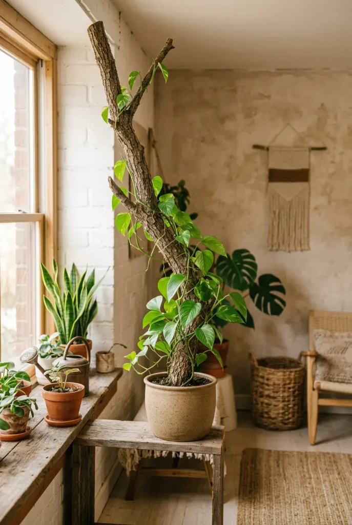 pothos climbing ideas on wood