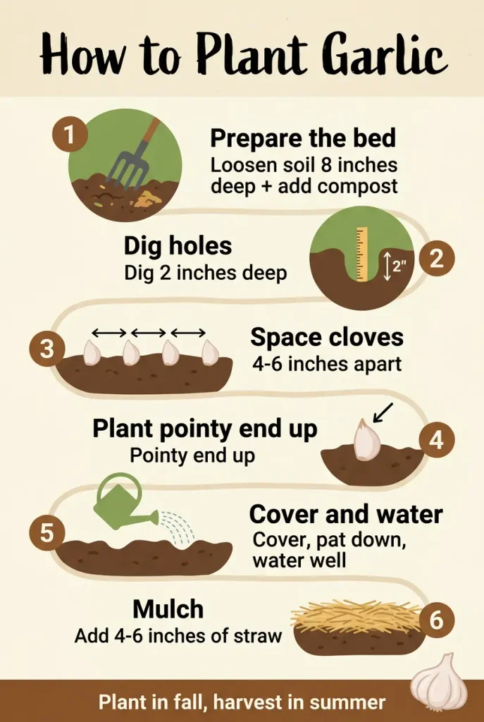 how to plant garlic at home infographic